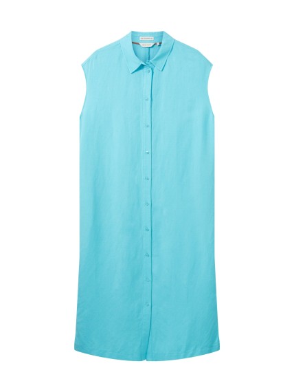 TOM TAILOR shirt style dress linen mix teal radiance