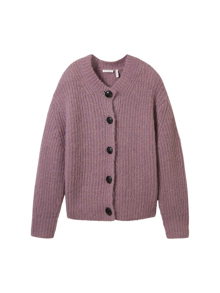 TOM TAILOR Knit crew-neck cardigan dusty lilac melange online kaufen