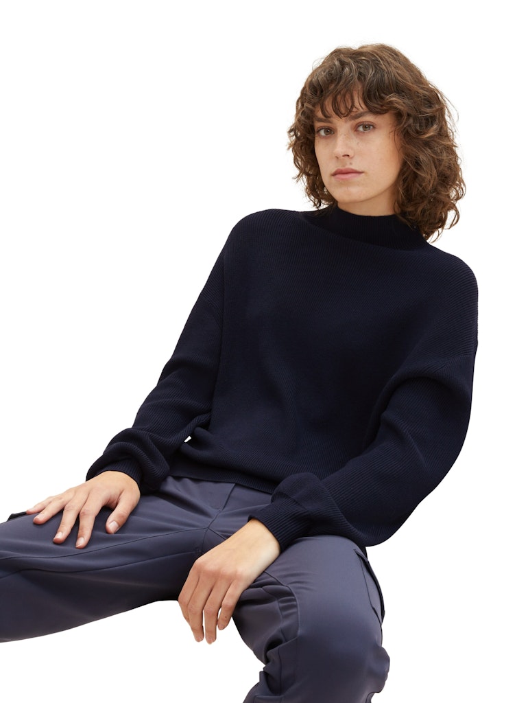 TOM TAILOR Knit mock neck pullover SKY CAPTAIN BLUE online kaufen