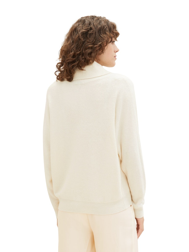 TOM TAILOR Knit pullover with collar soft beige melange online kaufen